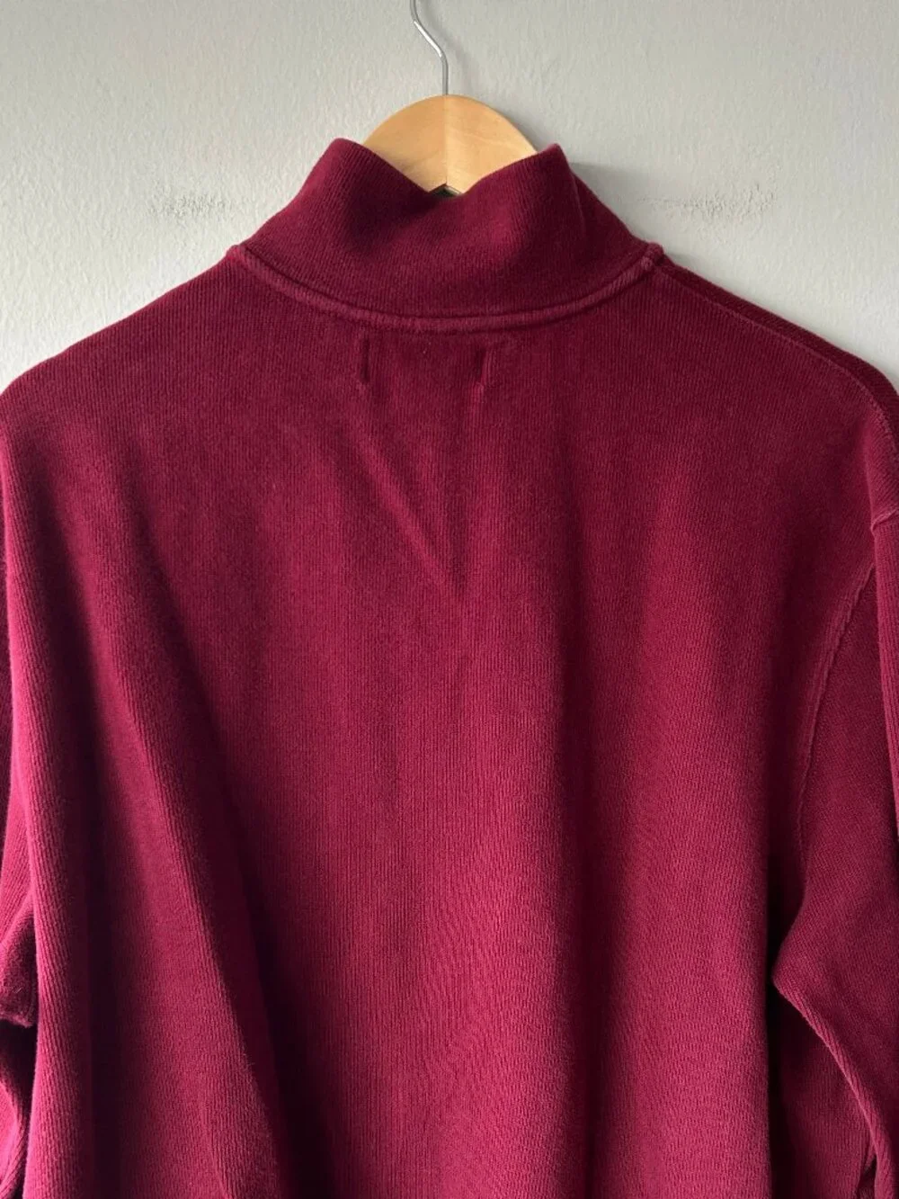 Polo Ralph Lauren XL Burgundy Quarter Zip Sweater Cotton Pony Logo Pullover